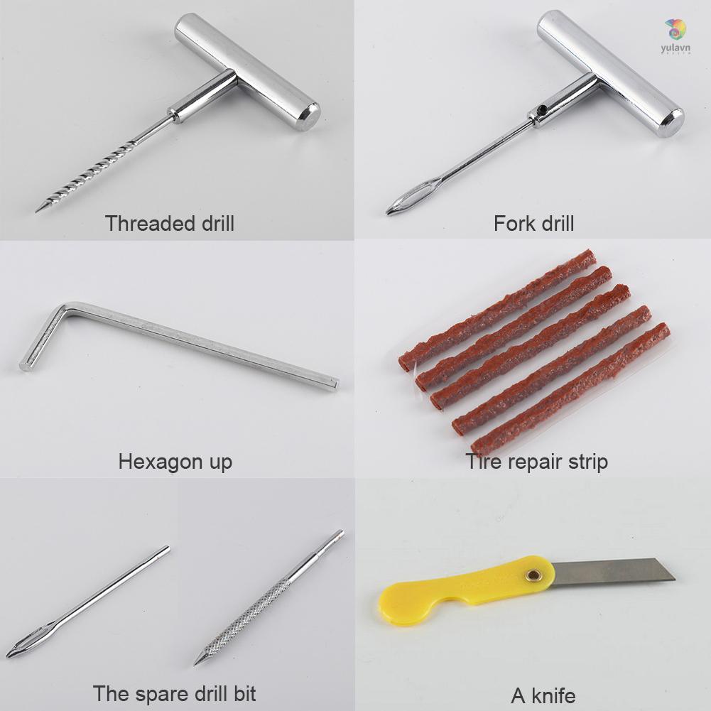 Bộ 12 Dụng Cụ Sửa Chữa Lốp Xe Kèm 5 Dải Cao Su