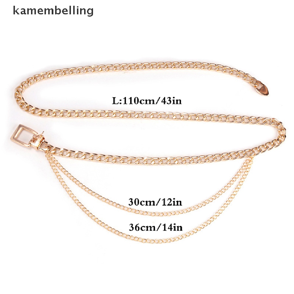 Thắt Lưng Dây Xích Kim Loại Nhiều Lớp Phối Tua Rua Cho Nữ