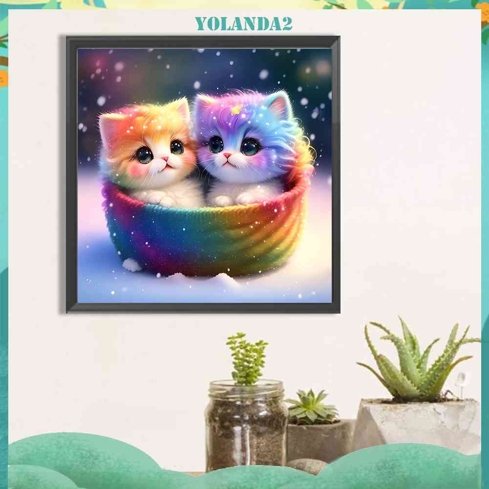 Tranh Đính Đá Kim Cương Toàn Bộ 5D DIY Hình Vẽ Mèo Trang Trí Nhà Cửa