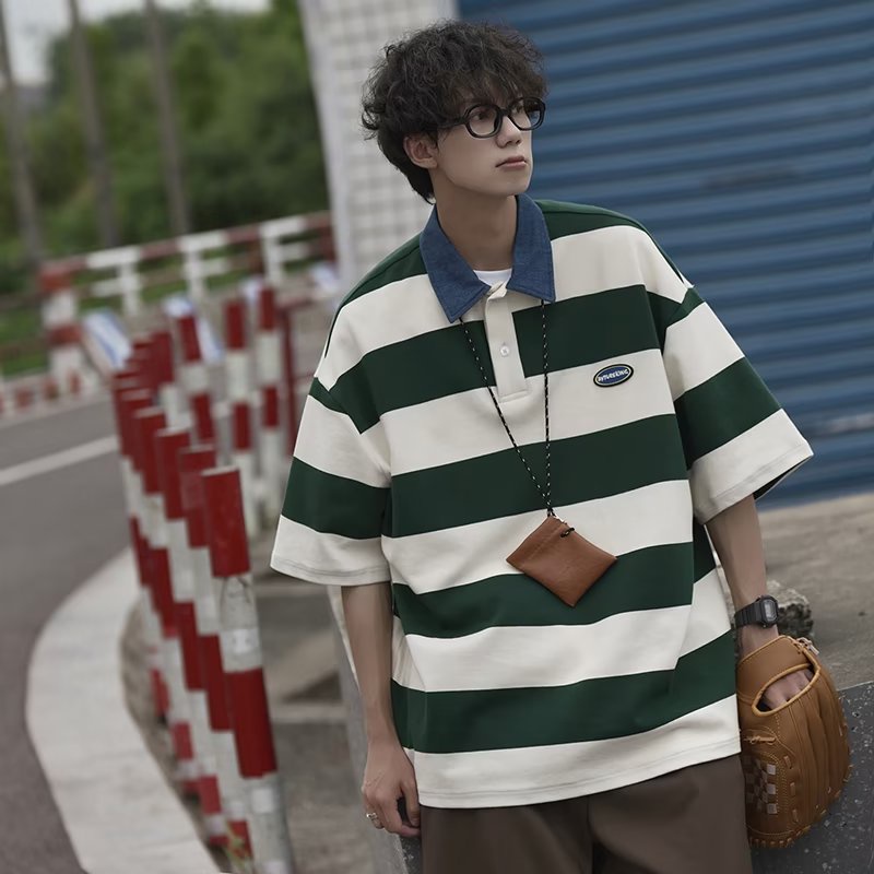 Áo polo Họa Tiết Sọc Ngang Thời Trang Dành Cho Nam