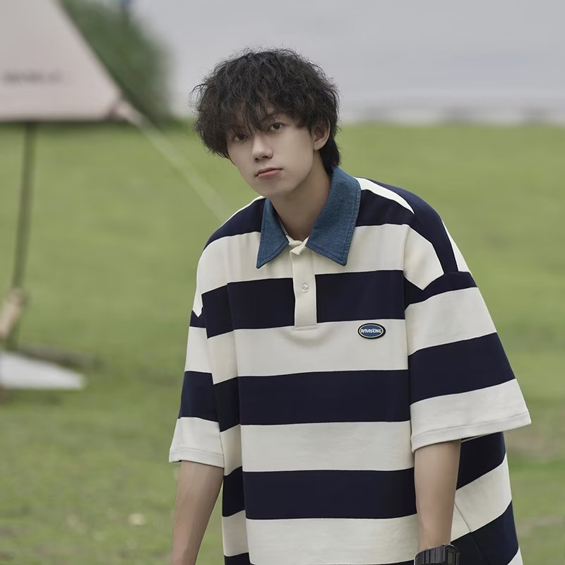 Áo polo Họa Tiết Sọc Ngang Thời Trang Dành Cho Nam