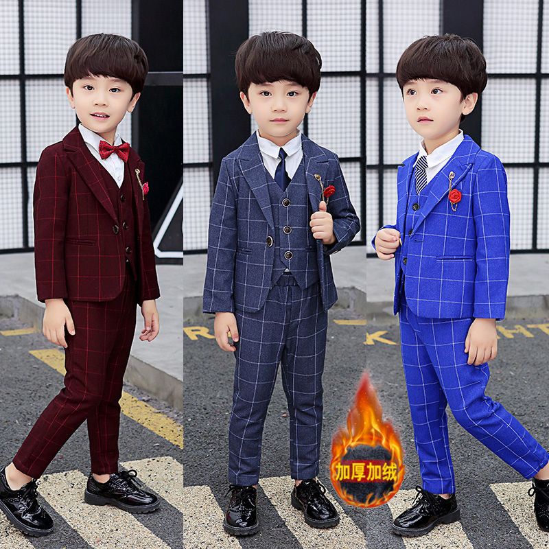 Bộ Đồ Vest Lông Cừu Ba Món Thời Trang Xuân Thu Cho Bé Trai