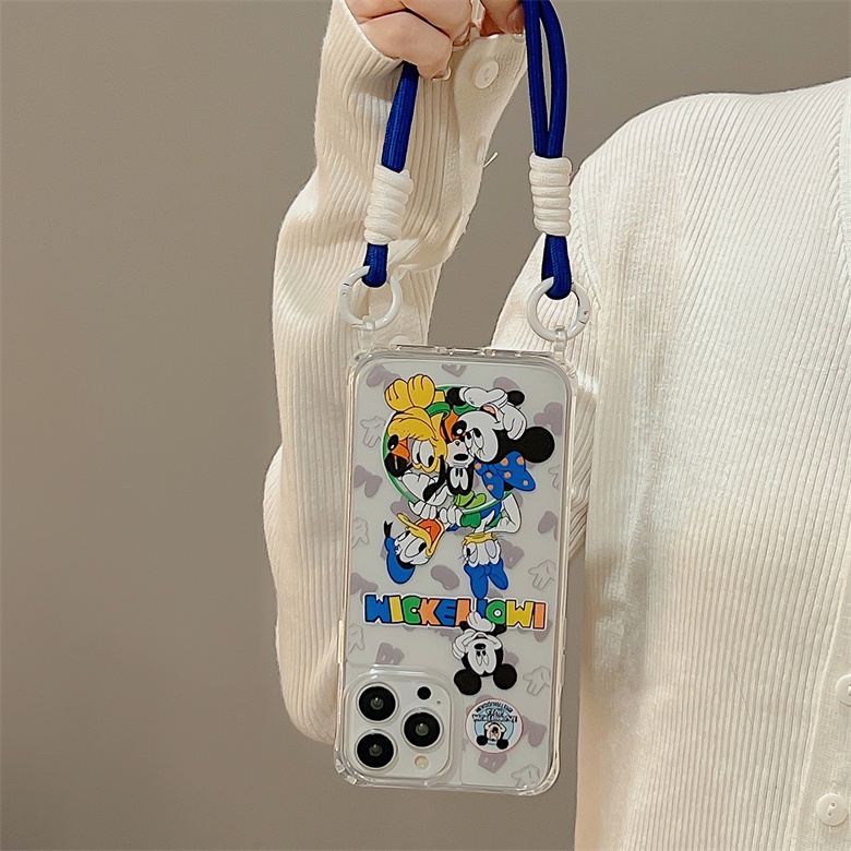 Ốp Điện Thoại Tpu Silicon Mềm Hình Chuột Mickey Gắn Dây Đeo Cổ Tay Làm Vòng Đỡ Phối Dây Treo iphone 12 14 13 11 Pro Max