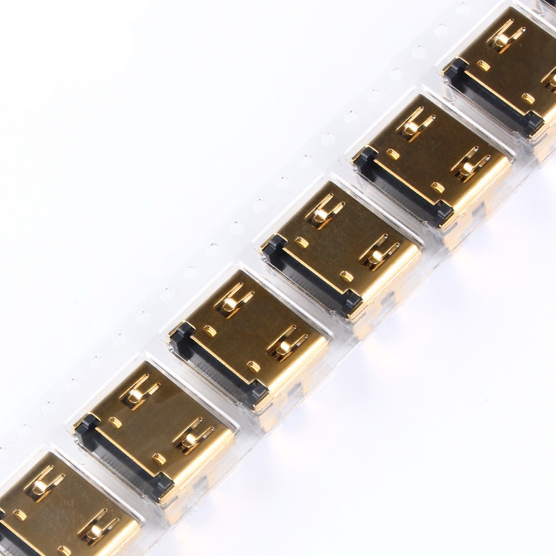 Bộ 10 / 5 Đầu Nối HDMI 19PIN 19P Góc Phải SMT SMD Mạ Vàng HD 90 Độ