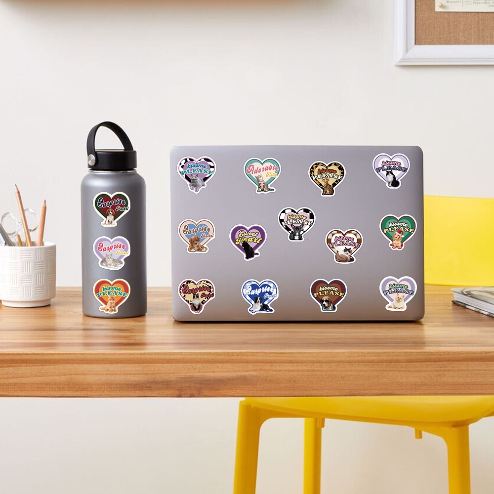 ❉ Túi Đựng Kẹo Hình Thú Cưng / Kẹo Dễ Thương Xinh Xắn Sticker Dán Trang Trí Hình Mèo &amp; Chó Ngộ Nghĩnh 01 ❉ Bộ 48 Miếng Dán Chống Thấm Nước Họa Tiết Doodle Thời Trang DIY
