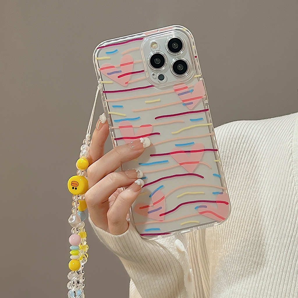 Ốp Điện Thoại TPU Dẻo Trong Suốt Họa Tiết Kẻ Sọc &amp; Ngọc Trai Chống Rơi Cho iphone 13 14 12 11 pro max