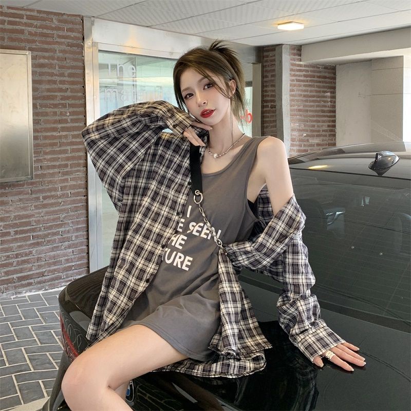 Áo Sơ Mi Dài Tay Họa Tiết Ca Rô Thời Trang Dành Cho Nữ