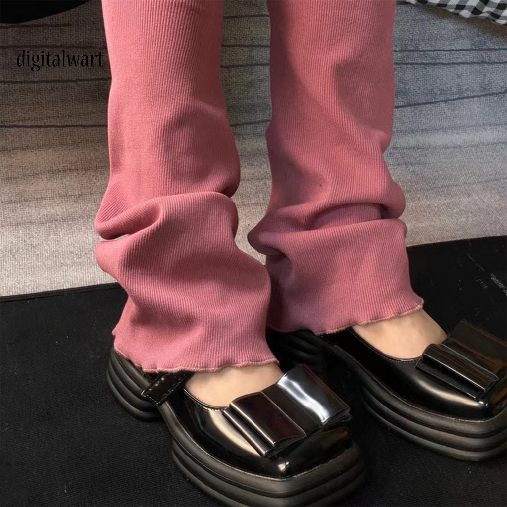 Kỹ Thuật Số| 1 Đôi Tất Dệt Kim Giữ Ấm Chân Co Giãn Màu Trơn Phong Cách Lolita