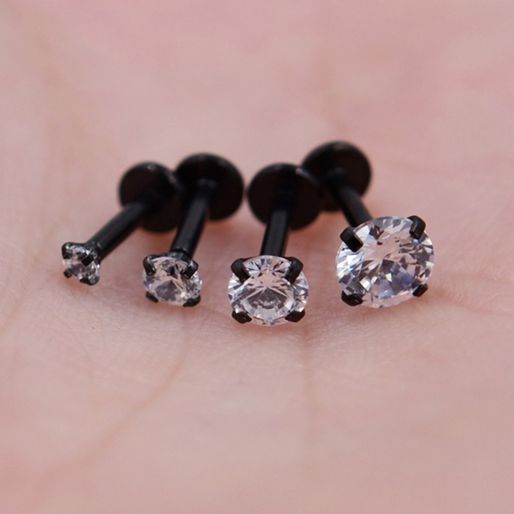 1 Khuyên Xỏ Môi Đính Đá Zircon 2 / 3 / 4 / 5mm Dành Cho Nữ