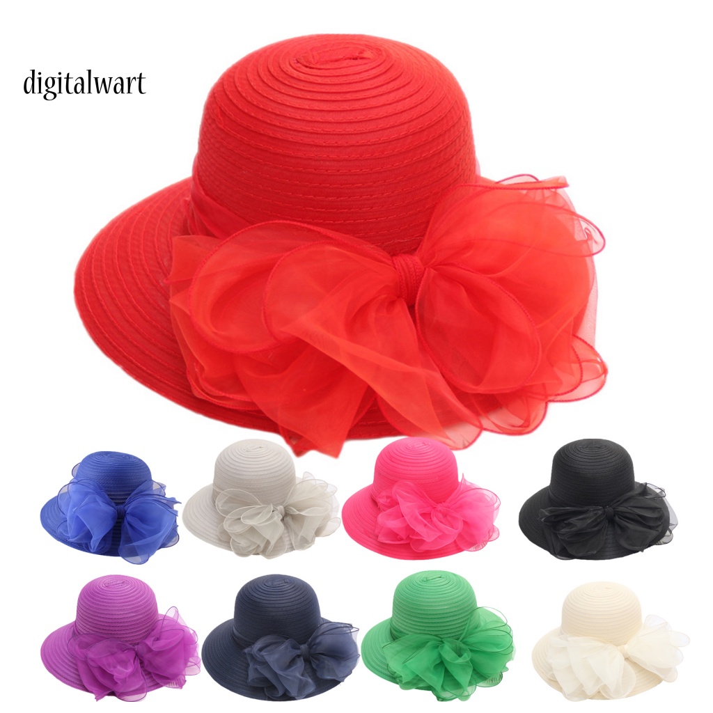 Kỹ Thuật Số| Nón Rộng Vành Phối Nơ Thời Trang Mùa Hè Cho Phái Nữ