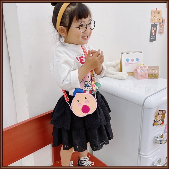 Túi Đeo Chéo Vai Đựng Tiền Xu Có Khóa Kéo Hình Trái Cây Dễ Thương Cho Bé Gái