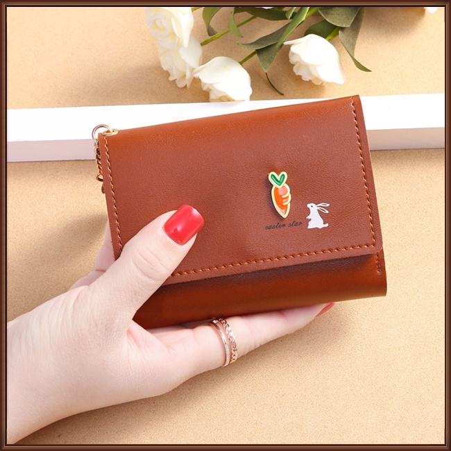 Ví Ngắn Gập Ba Đa Năng In Họa Tiết Động Vật Dễ Thương Thời Trang Cho Nữ