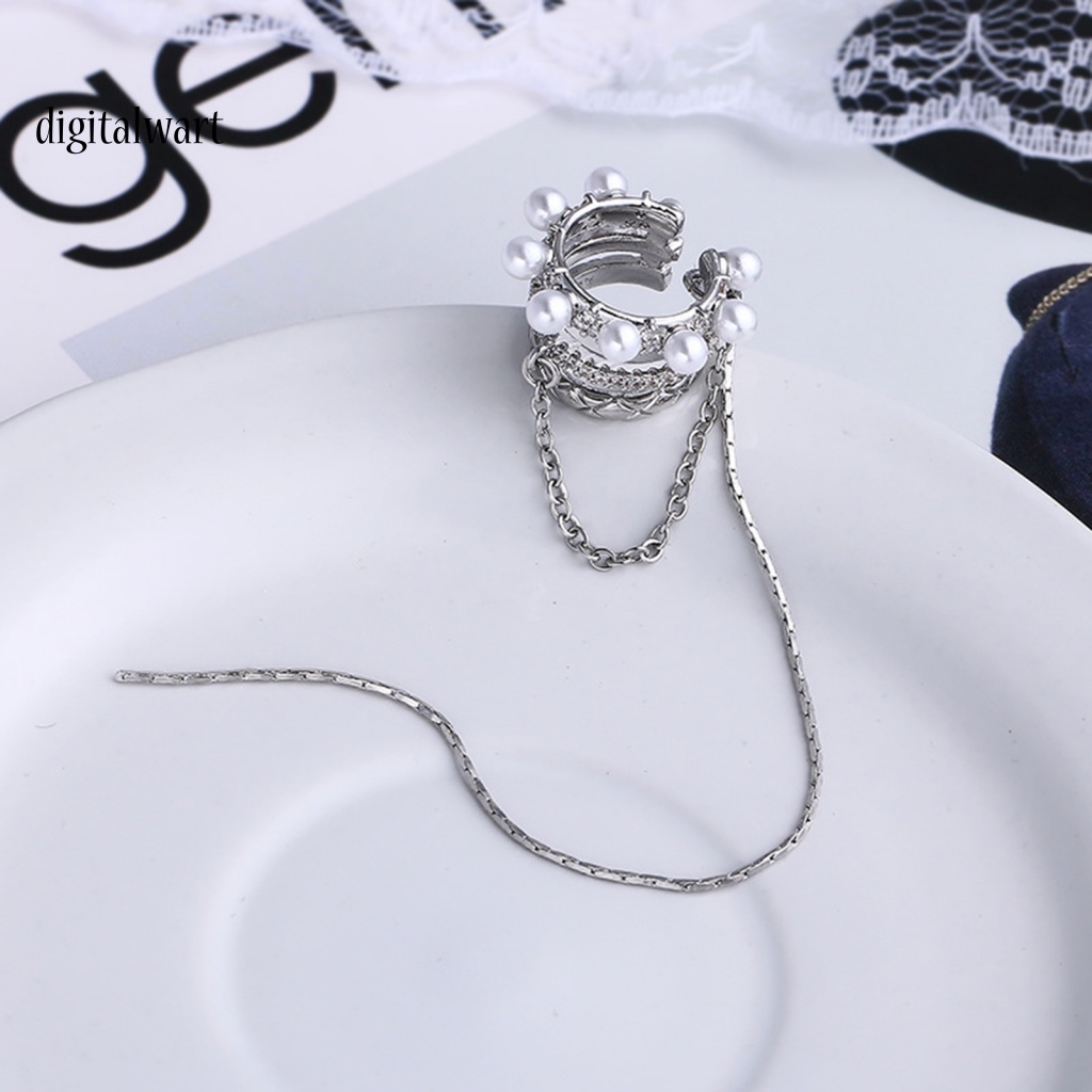 Kỹ Thuật Số| 1 Khuyên Tai Dạng Kẹp Ba Lớp Đính Ngọc Trai Nhân Tạo Đính Đá Zircon Phong Cách Pháp Cho Nữ