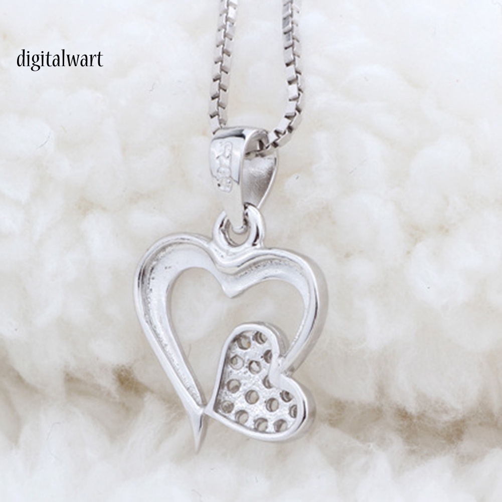 Kỹ Thuật Số| Vòng cổ Mạ BạC HìNh TráI Tim ĐíNh Đá Xinh XắN