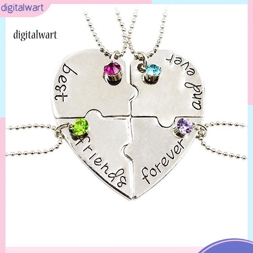 Kỹ Thuật Số| Set 4 Vòng cổ Tình Bạn Mặt Ghép Hình Trái Tim Đính Đá