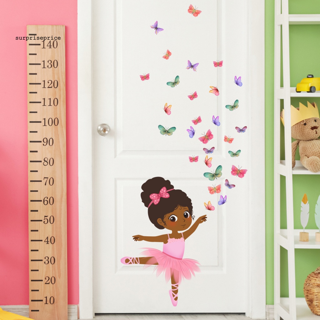 Sticker PVC Dán Tường Chống Thấm Nước Hình Cô Gái Múa Ba Lê Nhiều Màu Sắc