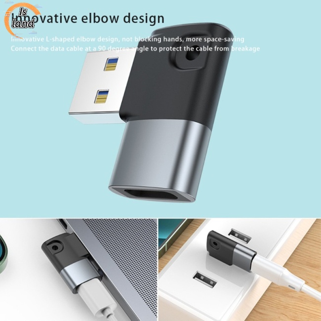Đầu Chuyển Đổi Usb 3.0 Type-c Bẻ Góc 90 Độ Chuyên Dụng Cho Laptop / Máy Tính Bảng / Điện Thoại Di Động