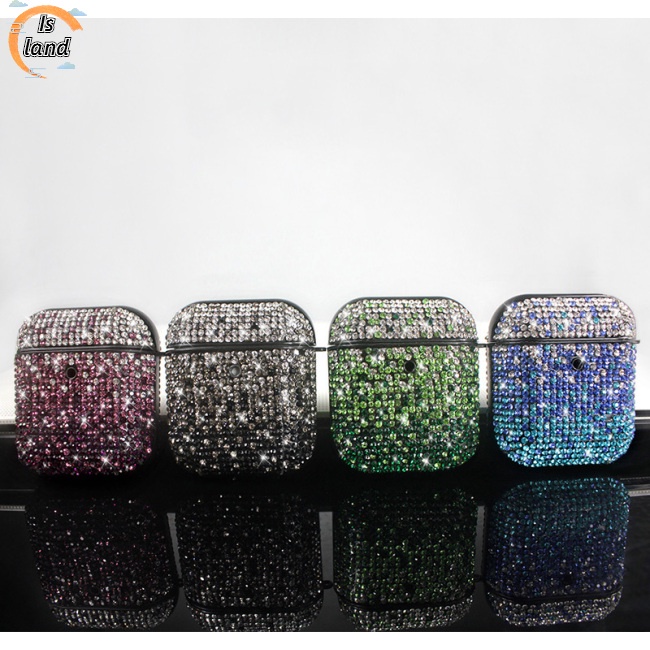 [IS] Vỏ Cứng Bảo Vệ Hộp Sạc Tai Nghe Bluetooth Không Dây Nắp Lật Đính Kim Cương Thời Trang