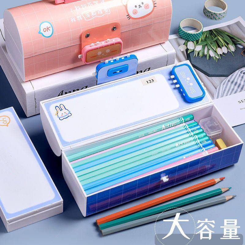 Túi Đựng Bút Hai Lớp Cỡ Lớn Có Khóa Mật Khẩu Đa Năng Thiết Kế Dễ Thương Phong Cách