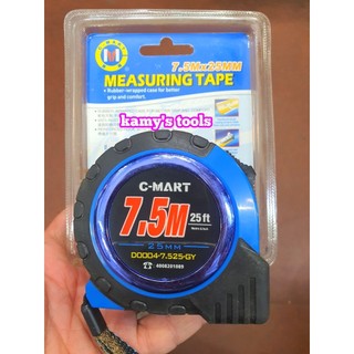 Thước cuộn 7.5m bản 25mm c-mart model d0004-7.525-gy bọc nhựa chống va đập, thước kéo 7.5 mét