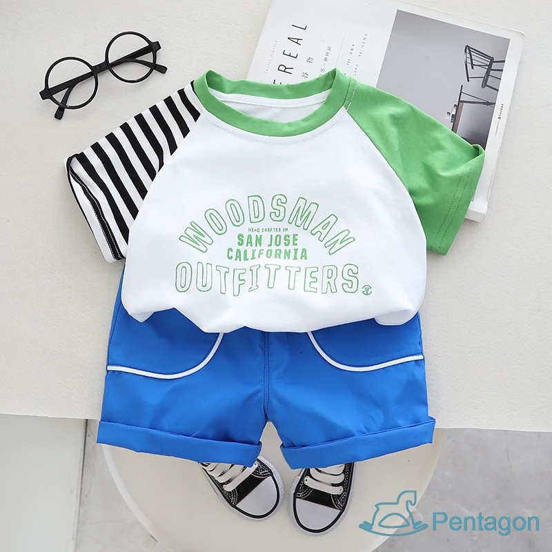 Bộ Đồ Thể Thao Áo Thun Tay Ngắn Phối Quần Short Thoáng Khí Thời Trang Mùa Hè Cho Bé Trai