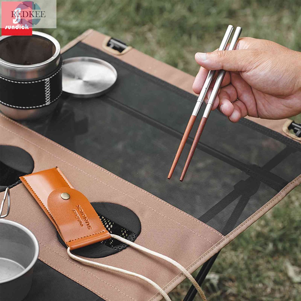 Đũa Gấp Bằng Thép Không Gỉ Với Túi Đựng