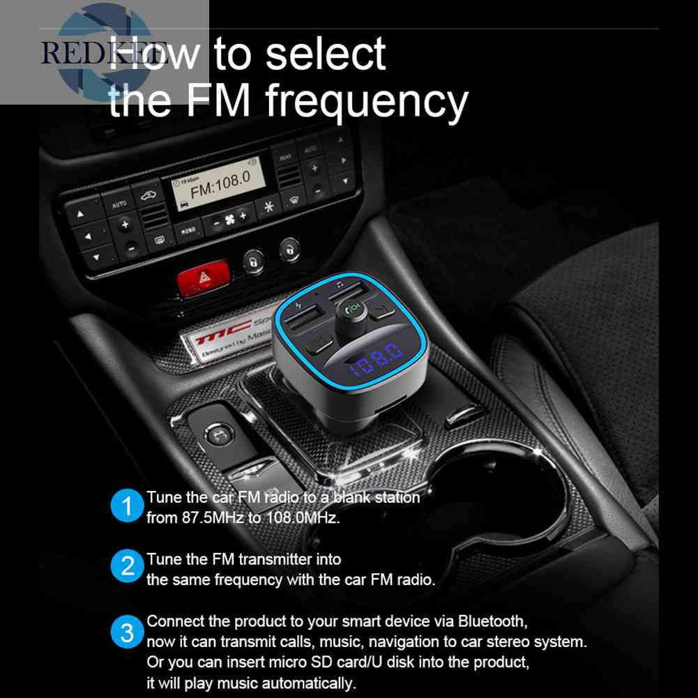 Máy Phát MP3 T25 Kết Nối Bluetooth 5.0 Kiêm Đài FM Sạc Nhanh Cổng USB Cho Xe Hơi