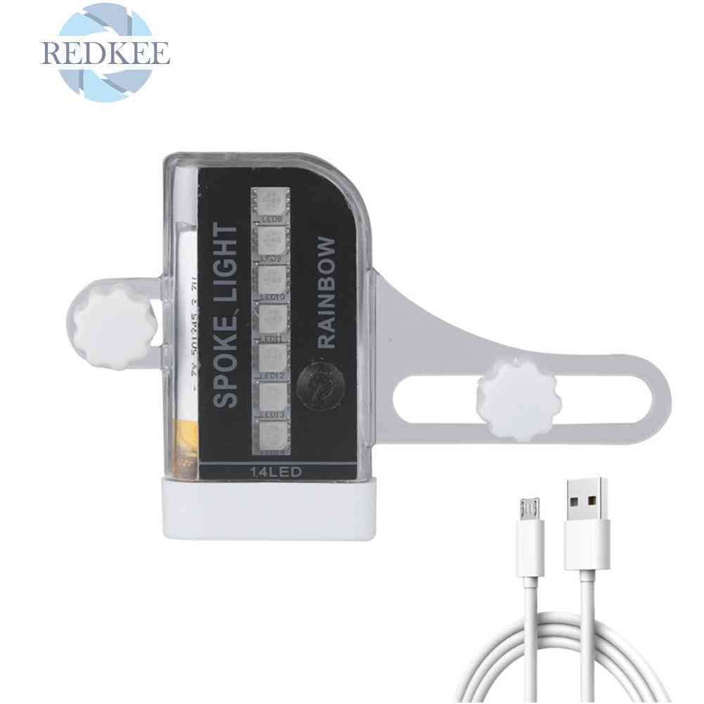 Đèn LED 14 RGB Gắn Căm Xe Đạp Leo Núi Sạc USB