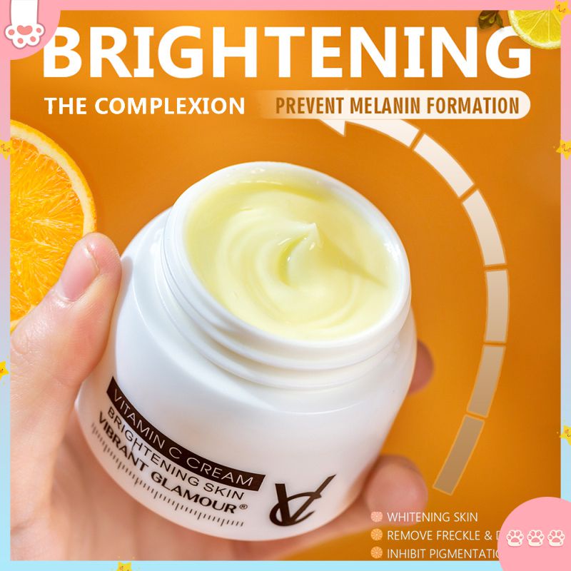 VIBRANT GLAMOUR Kem Mặt Vitamin C Kem Dưỡng Ẩm Làm Sáng Xóa Nếp Nhăn Làm Mờ Tàn Nhang Chăm Sóc Da Mặt Chống Lão Hóa 50G