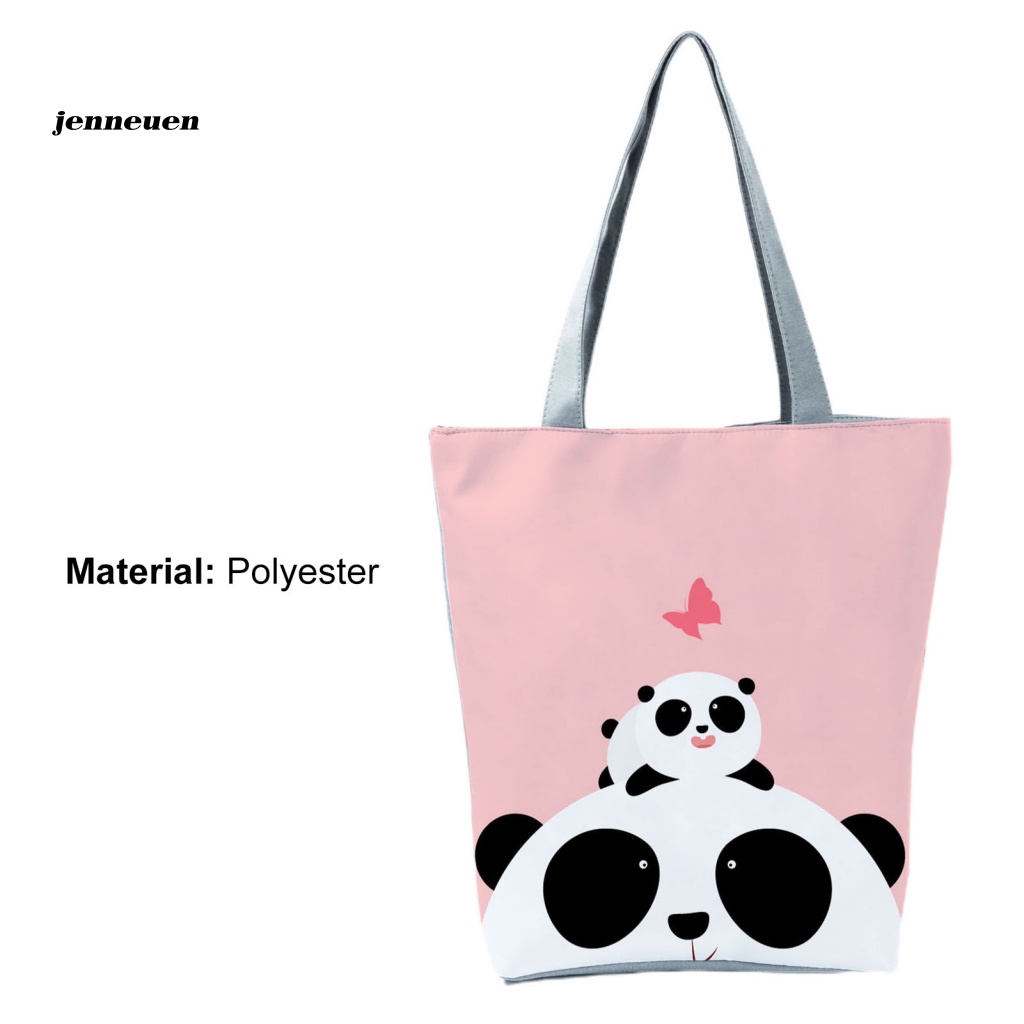 Túi Tote Đeo Vai / Xách Tay In Họa Tiết Gấu Trúc Dễ Thương Có Khóa Kéo Cho Nữ