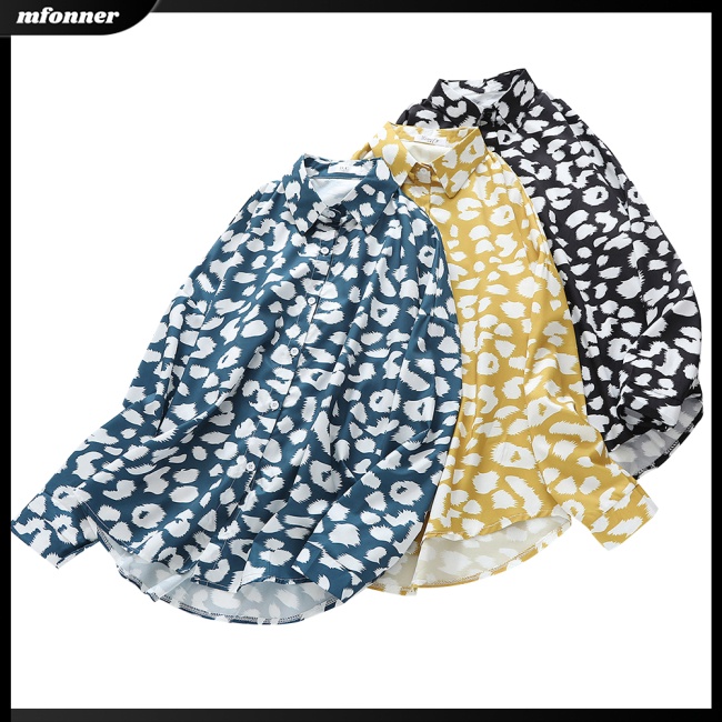 Áo Sơ Mi Cotton Tay Dài Họa Tiết Da Báo Dành Cho Nữ