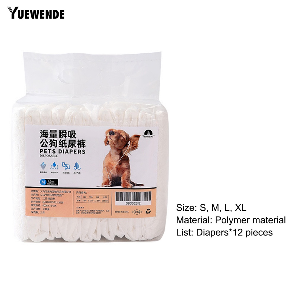 Set 12 Tã Quần Sinh Lý Cỡ Nhỏ / Vừa / Lớn Chống Rò Rỉ Thiết Kế Tiện Lợi Cho Cún Cưng
