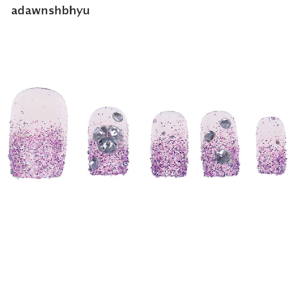 Bộ 24 Móng Tay Giả Trong Suốt Lấp Lánh Thời Trang