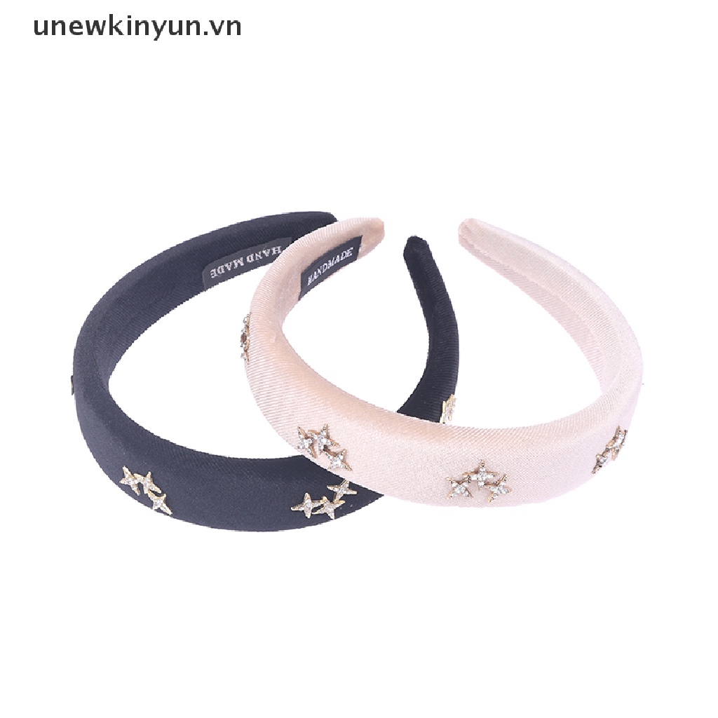 Băng Đô Nhung Đen Đính Đá Lấp Lánh Phong Cách Retro Cho Nữ
