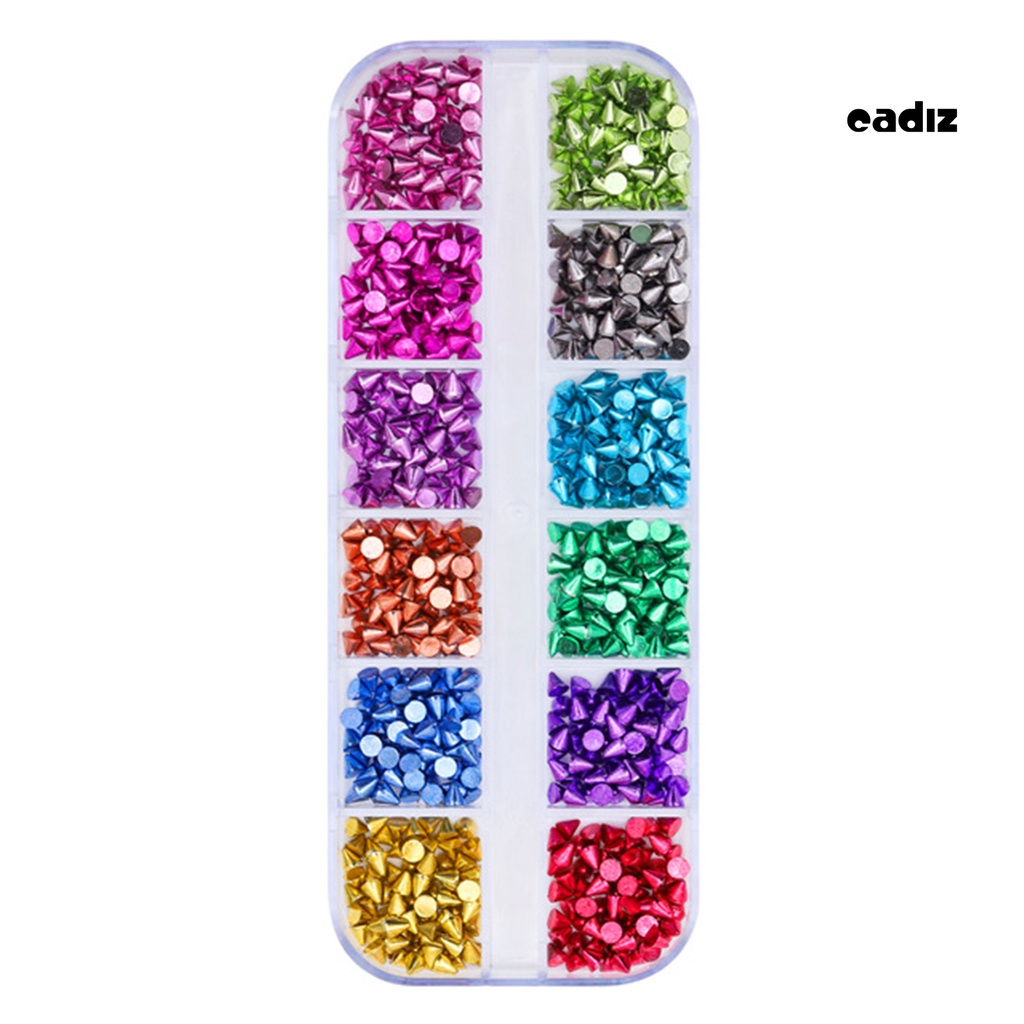 1 Hộp Đinh Tán 12 Ngăn Không Phai Màu Chống Oxy Hóa Chống Rơi Có Thể Tháo Rời Dùng Trang Trí Móng Tay DIY