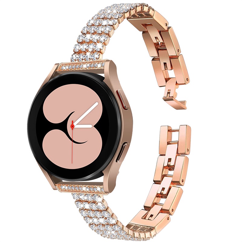 Dây Đeo Thay Thế 20mm 22mm Bằng Thép Không Gỉ Đính Kim Cương Giả Cho Đồng Hồ Samsung Galaxy Watch 4 5