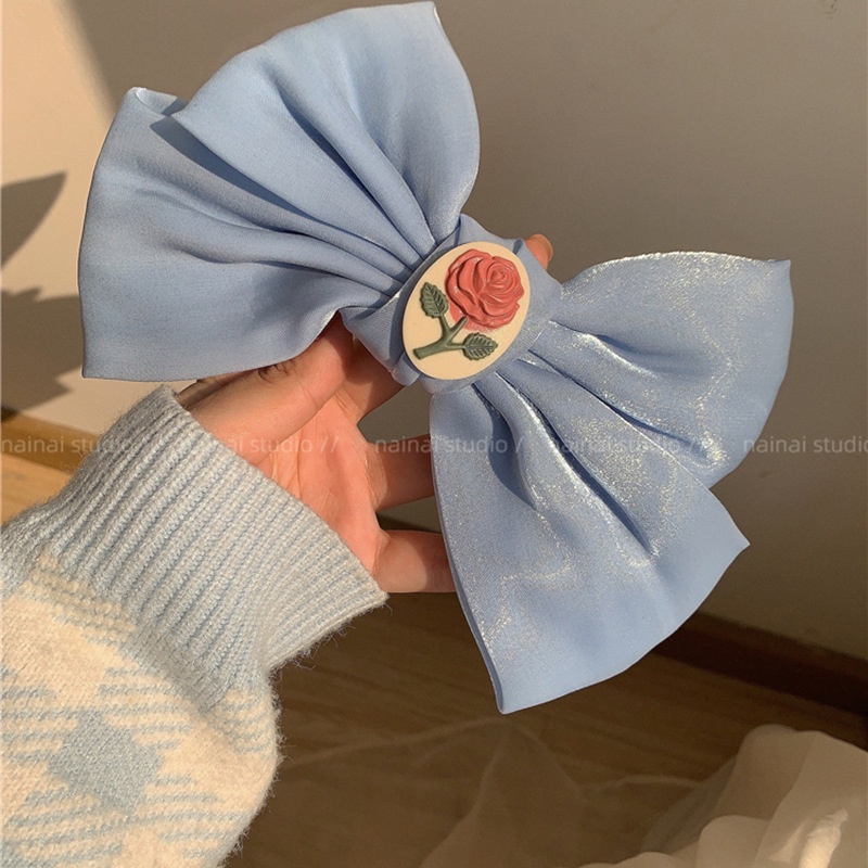 Kẹp Tóc Hình Nơ Hoa Hồng Nhỏ Xinh Xắn Phong Cách Retro