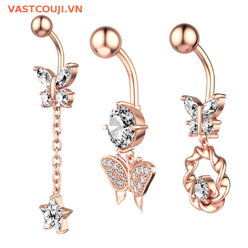 Khuyên RốN HìNh BướM ĐíNh Đá BằNg ThéP Không Gỉ