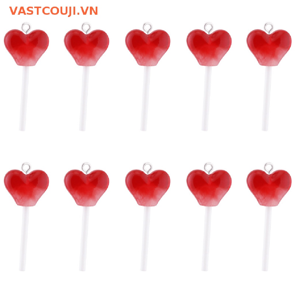 Set 10 Móc Khóa Nhựa Hình Kẹo Mút 3D Diy