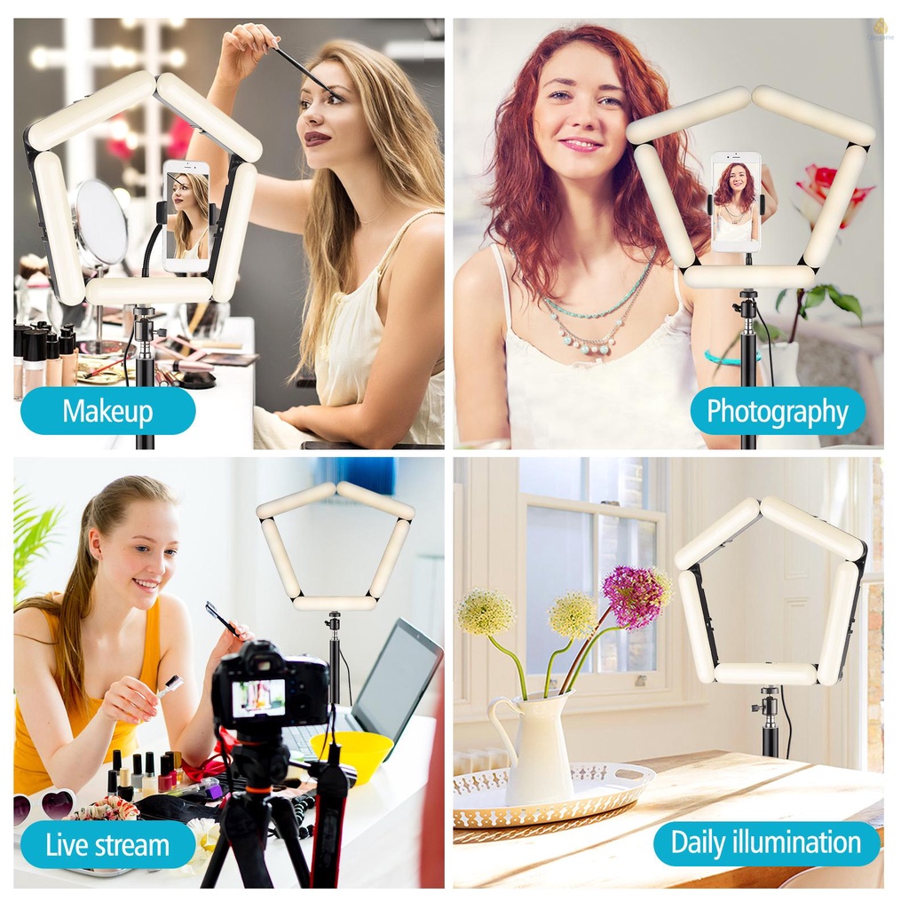 Đèn LED Gập 5-Planel 5 Chế Độ Sáng Với Kẹp Gắn Điện Thoại Có Thể Điều Chỉnh