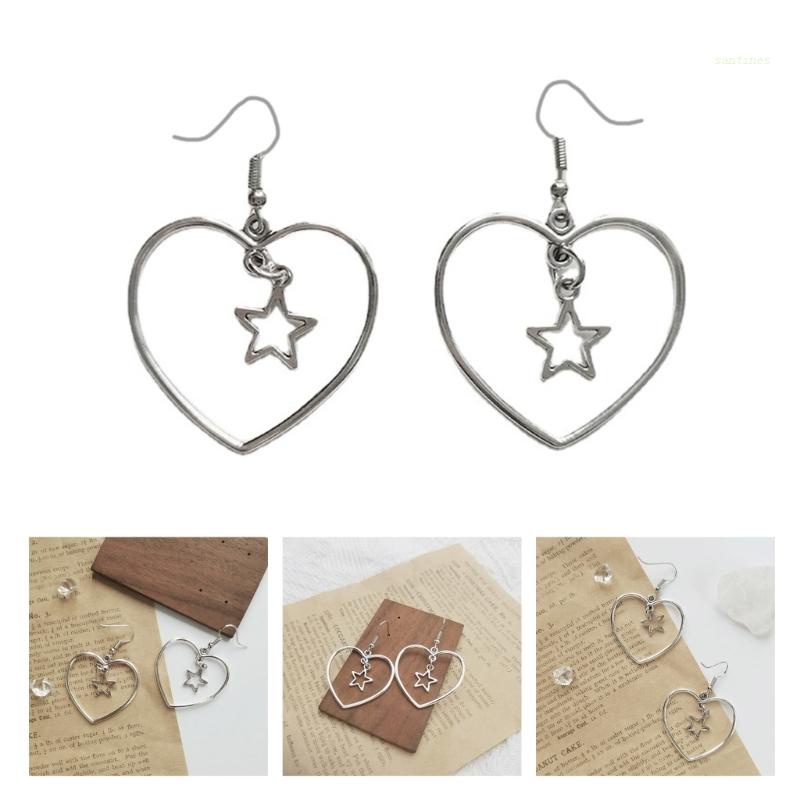 Bông Tai Dáng Dài Hình Trái Tim / Ngôi Sao Phong Cách Bohemian Thời Trang Cho Nữ Y2K