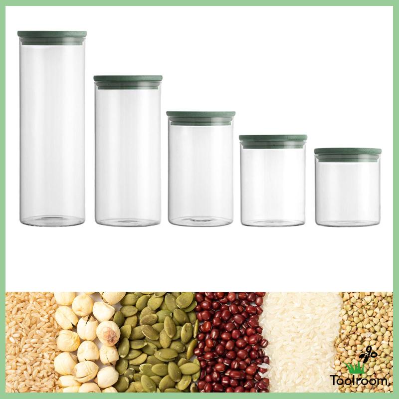 Bộ 5 Hũ Thủy Tinh Đựng Gia Vị / Kẹo / Thực Phẩm Tiện Dụng