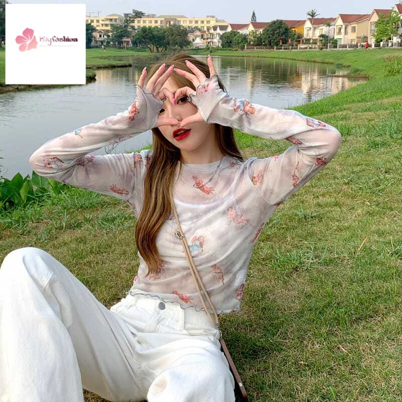 Áo Thun Tay Dài Cổ Tròn Phong Cách Hip Hop Đường Phố