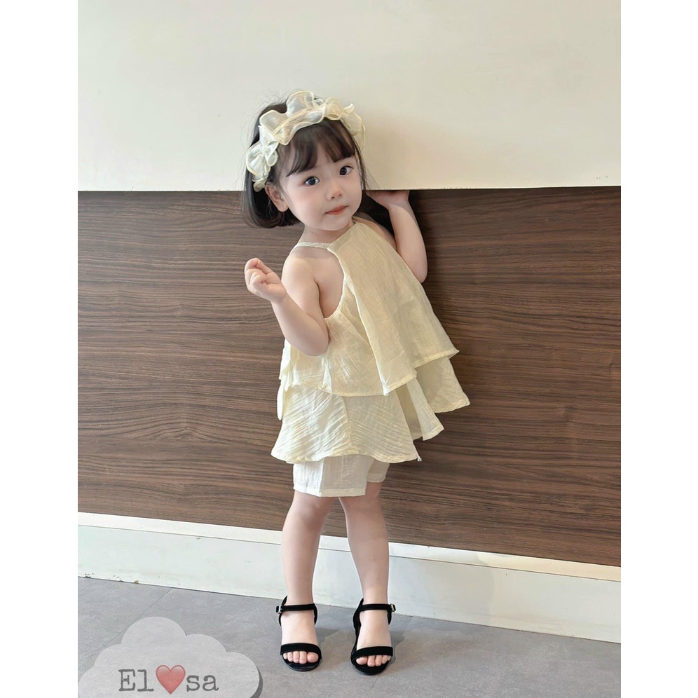 Bộ Đồ 2 Dây Đũi Mặc 2 Kiểu Bánh Bèo Dành Cho Bé Gái 8-18kg
