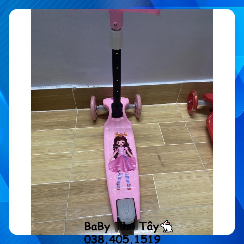 Xe Trượt Scooter cho bé xe scooter  NHỰA trẻ em 3 bánh gấp gọn có đèn phát sáng bền chắc