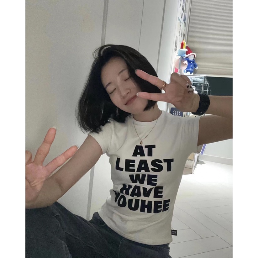 Youhee Hàng Có Sẵn Áo Thun Ngắn Tay In Chữ Phong Cách Niche Hàn Quốc Mỏng-Fit Slimmer Look