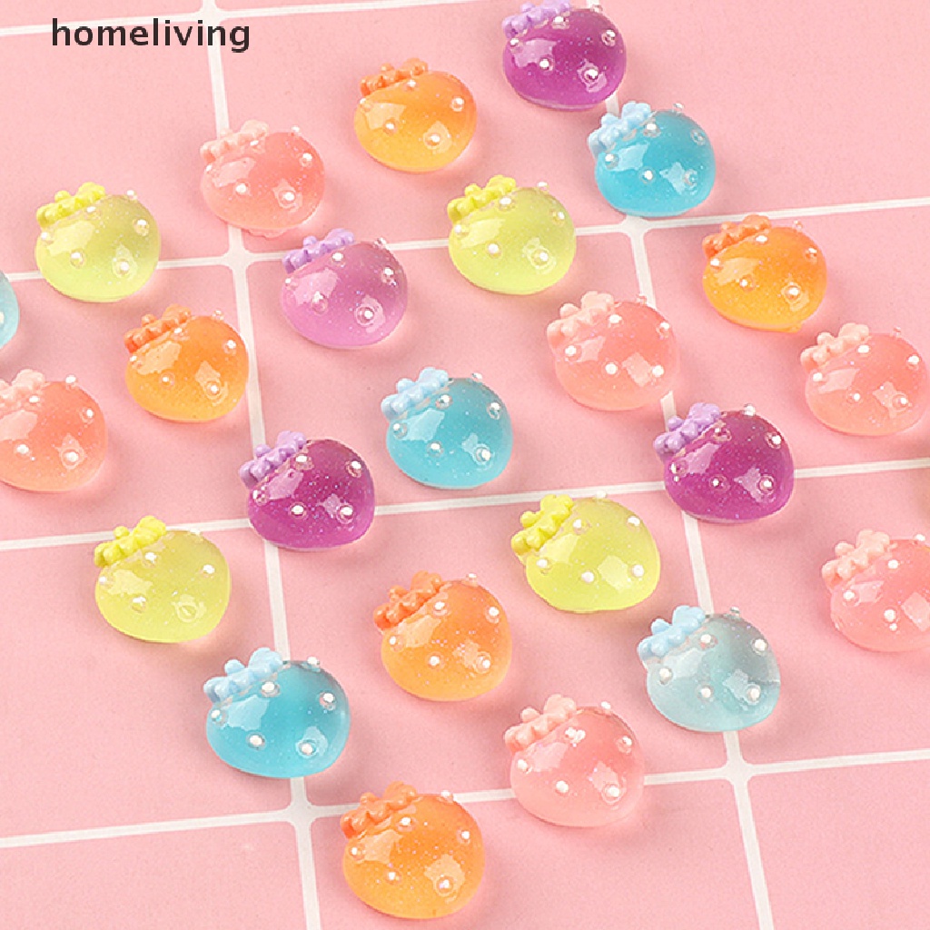 Bộ 5 Phụ Kiện Trang Trí Móng Tay Hình Trái Dâu 3D Mini Dạ Quang Xinh Xắn DIY