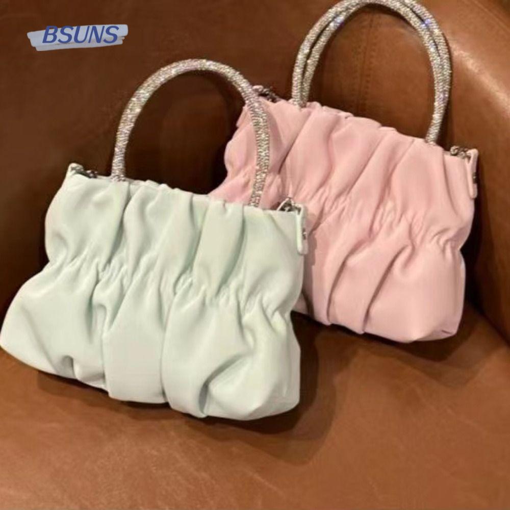 Túi Đeo Chéo Vai Kiểu Xếp Li Màu Trơn Thời Trang Sành Điệu Cho Nữ