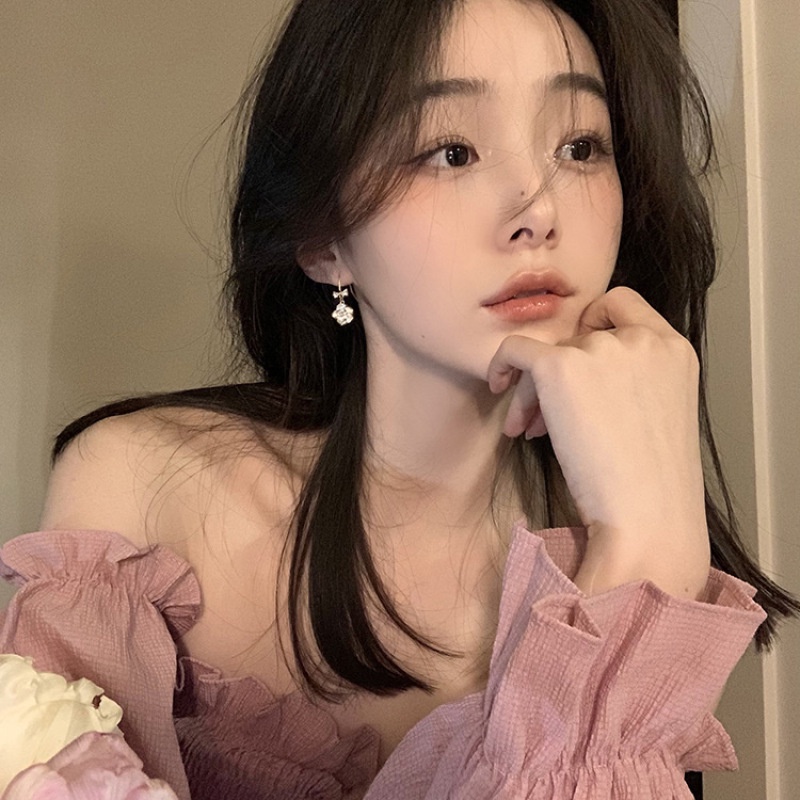 Bông Tai Hình Nơ Đính Đá Ngọc Trai Thời Trang Cao Cấp Cho Nữ