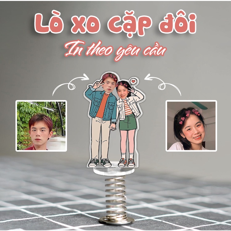 Standee lò xo lắc lư cặp đôi in theo yêu cầu đáng yêu trong suốt đế dính trang trí in theo yêu cầu